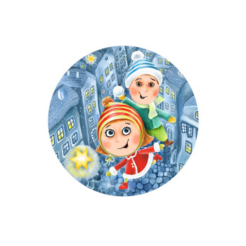 Plaka children winter - magnet 56 mm